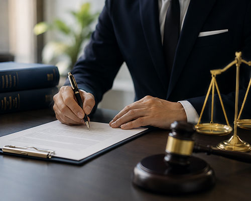 Professional desk with legal documents